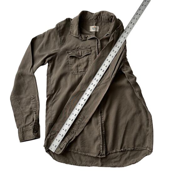 Marine Layer Lyocell Olive Khaki Long Sleeve Button Up Collar Shirt women XS - Picture 5 of 7